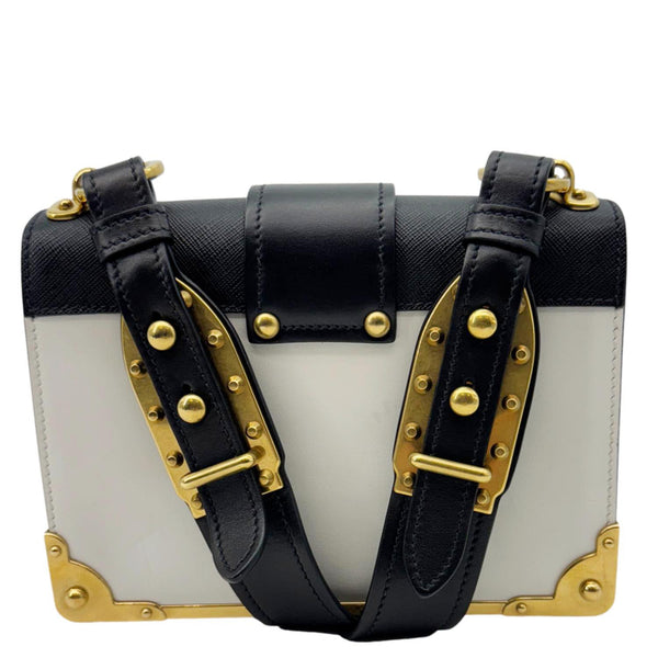 PRADA Cahier City Large Calf Saffiano Leather Shoulder Bag White