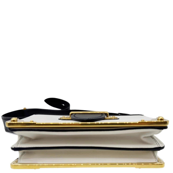 PRADA Cahier City Large Calf Saffiano Leather Shoulder Bag White