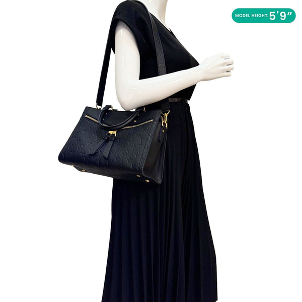 LOUIS VUITTON Sully PM Monogram Empreinte Leather Shoulder Bag Black