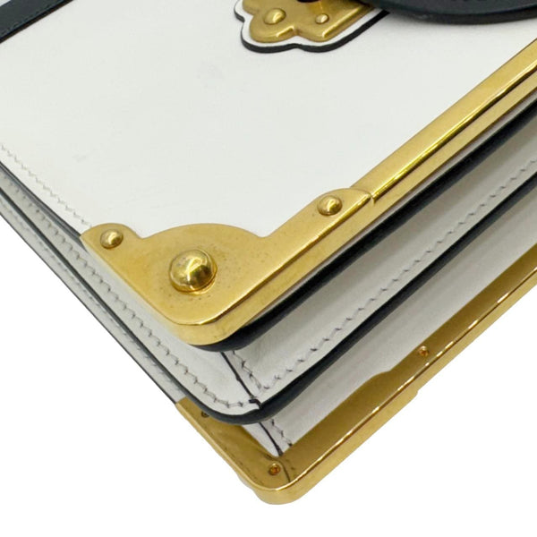 PRADA Cahier City Large Calf Saffiano Leather Shoulder Bag White