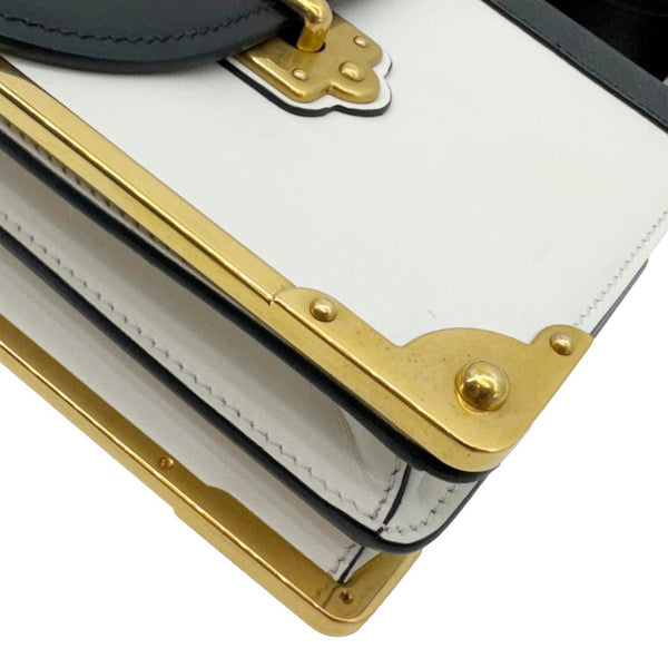 PRADA Cahier City Large Calf Saffiano Leather Shoulder Bag White