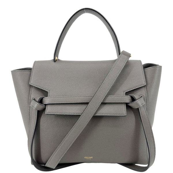 CELINE Micro Belt Grained Leather Shoulder Bag Grey
