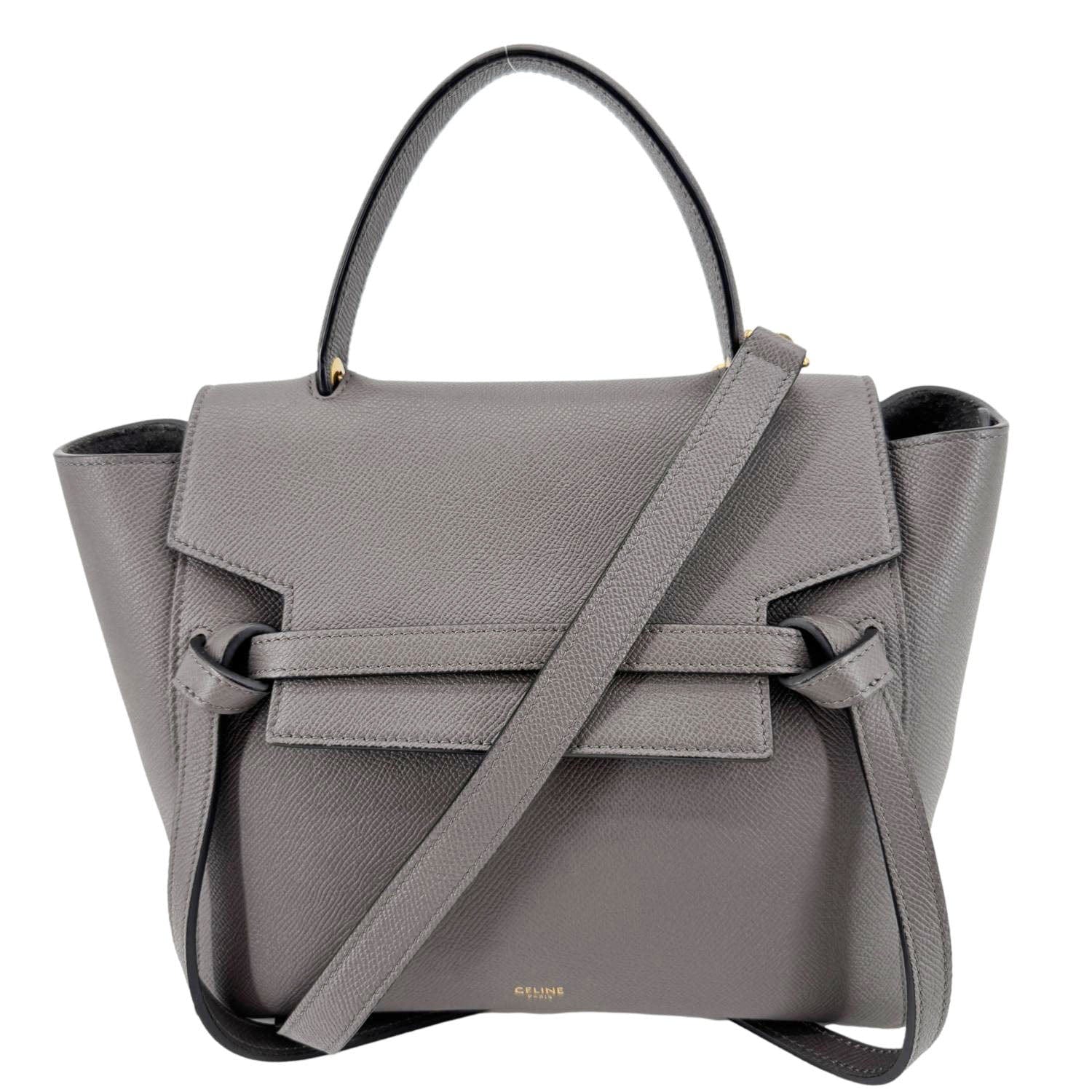 CELINE Micro Belt Grained Leather Shoulder Bag Grey