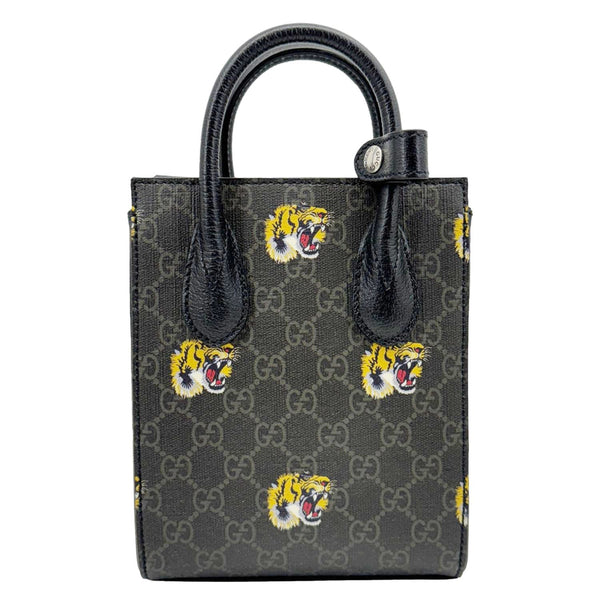 Gucci Interlocking GG Mini Supreme Tiger Printed Canvas Tote Bag Gray 696010