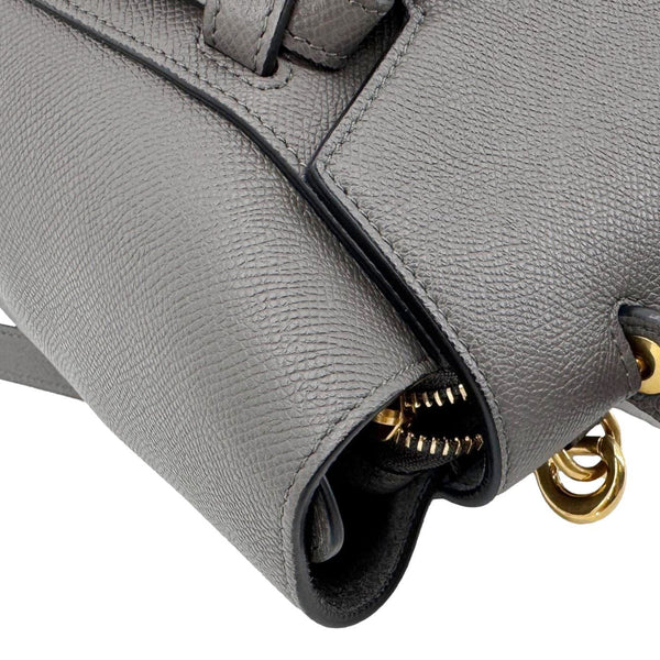 CELINE Micro Belt Grained Leather Shoulder Bag Grey