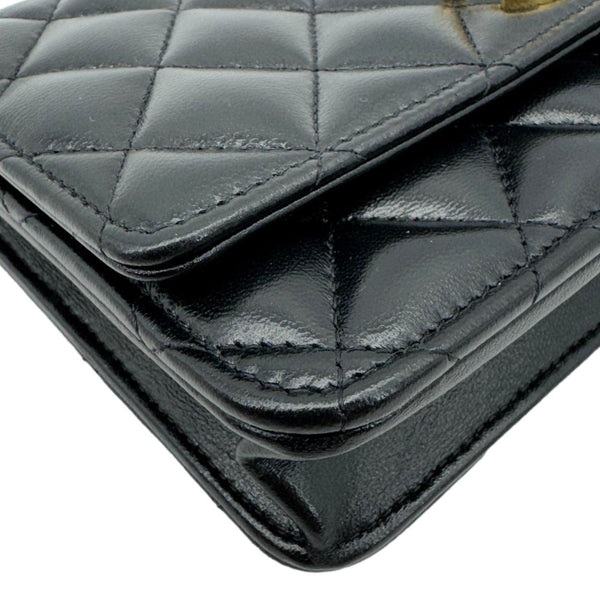 CHANEL Pillow Crush Quilted Lambskin Leather WOC Crossbody Bag Black
