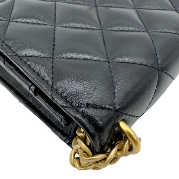 CHANEL Pillow Crush Quilted Lambskin Leather WOC Crossbody Bag Black