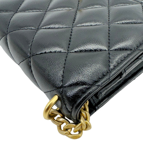 CHANEL Pillow Crush Quilted Lambskin Leather WOC Crossbody Bag Black