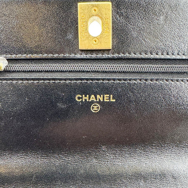 CHANEL Pillow Crush Quilted Lambskin Leather WOC Crossbody Bag Black