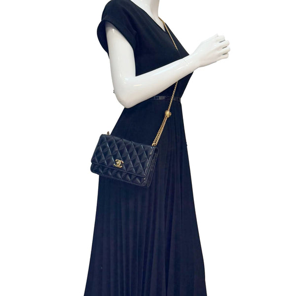 CHANEL Pillow Crush Quilted Lambskin Leather WOC Crossbody Bag Black