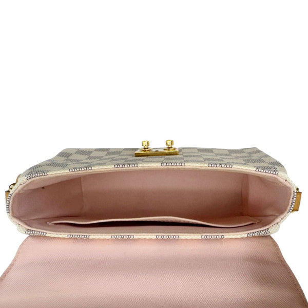 LOUIS VUITTON Croisette Damier Azur Satchel Crossbody Bag Rose Ballerine