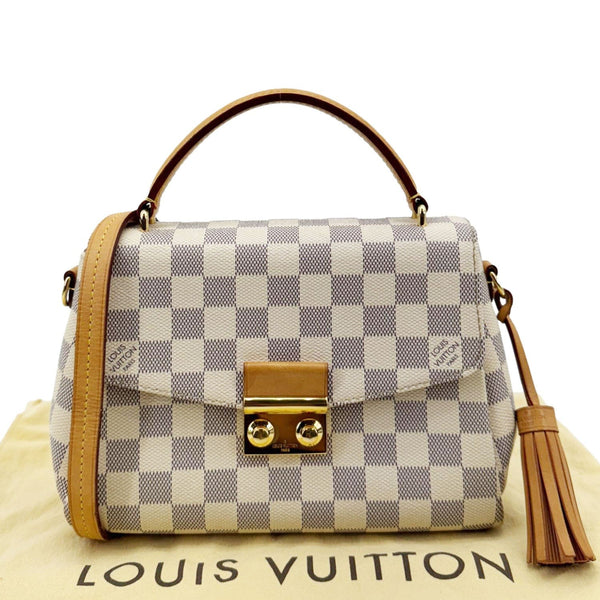 LOUIS VUITTON Croisette Damier Azur Satchel Crossbody Bag Rose Ballerine