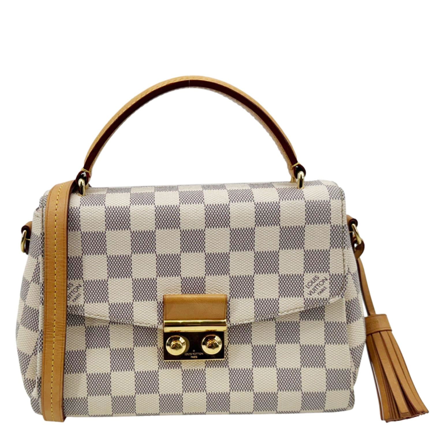 LOUIS VUITTON Croisette Damier Azur Satchel Crossbody Bag Rose Ballerine