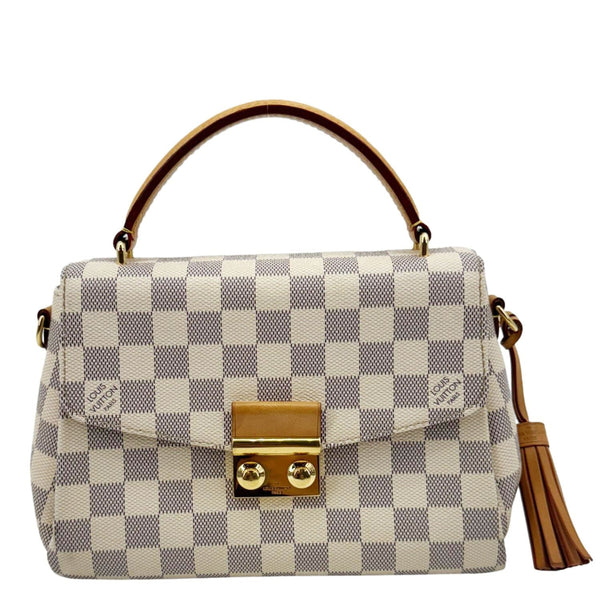 LOUIS VUITTON Croisette Damier Azur Satchel Crossbody Bag Rose Ballerine