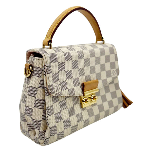 LOUIS VUITTON Croisette Damier Azur Satchel Crossbody Bag Rose Ballerine