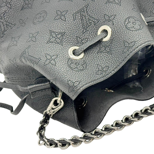 LOUIS VUITTON Bella Mahina Perforated Calf Leather Tote Shoulder Bag Black