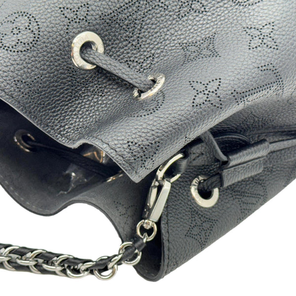 LOUIS VUITTON Bella Mahina Perforated Calf Leather Tote Shoulder Bag Black
