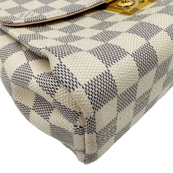 LOUIS VUITTON Croisette Damier Azur Satchel Crossbody Bag Rose Ballerine