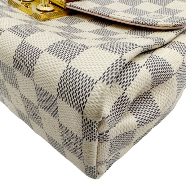 LOUIS VUITTON Croisette Damier Azur Satchel Crossbody Bag Rose Ballerine