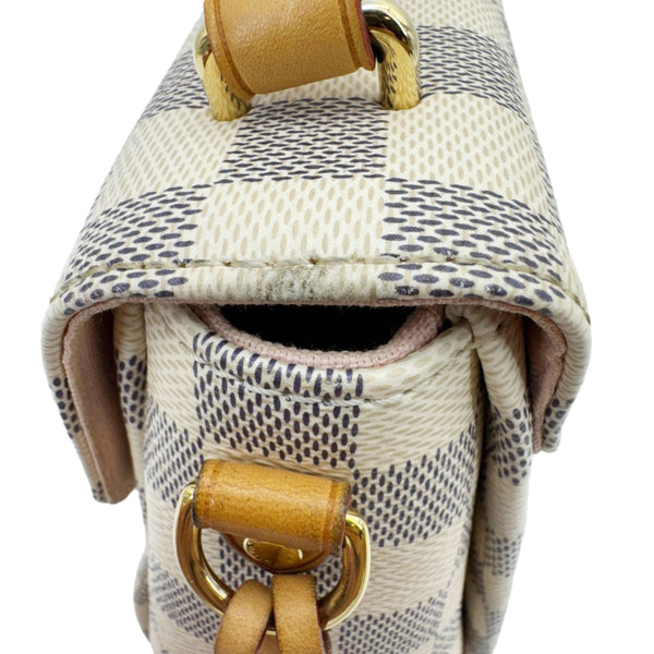 LOUIS VUITTON Croisette Damier Azur Satchel Crossbody Bag Rose Ballerine