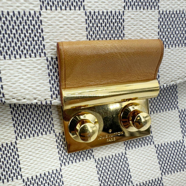 LOUIS VUITTON Croisette Damier Azur Satchel Crossbody Bag Rose Ballerine