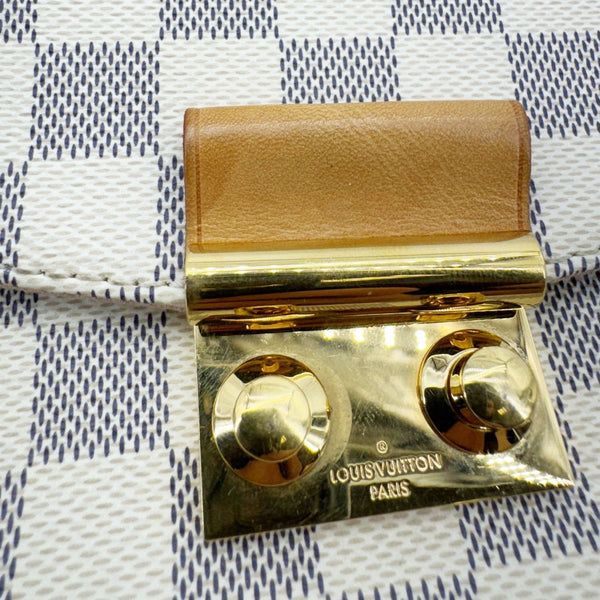 LOUIS VUITTON Croisette Damier Azur Satchel Crossbody Bag Rose Ballerine