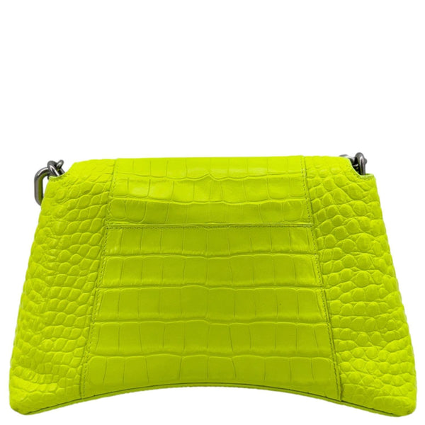 BALENCIAGA Downtown Small Calfskin Leather Chain Shoulder Bag Neon Yellow