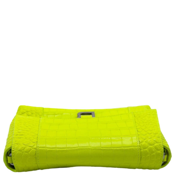 BALENCIAGA Downtown Small Calfskin Leather Chain Shoulder Bag Neon Yellow