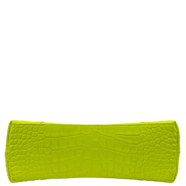 BALENCIAGA Downtown Small Calfskin Leather Chain Shoulder Bag Neon Yellow