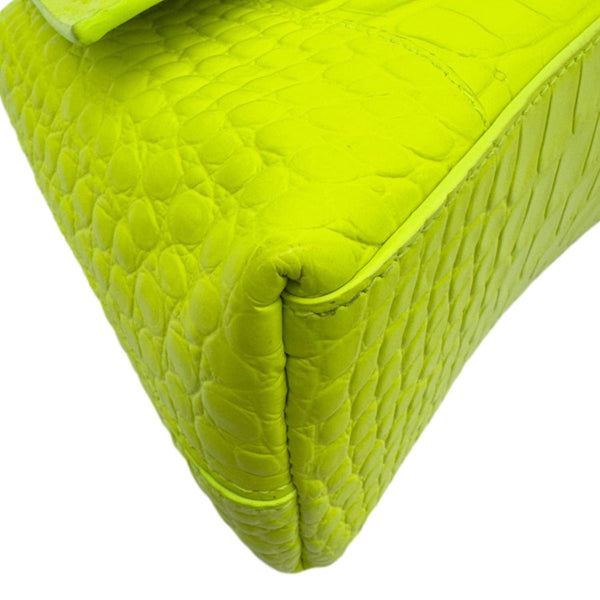 BALENCIAGA Downtown Small Calfskin Leather Chain Shoulder Bag Neon Yellow