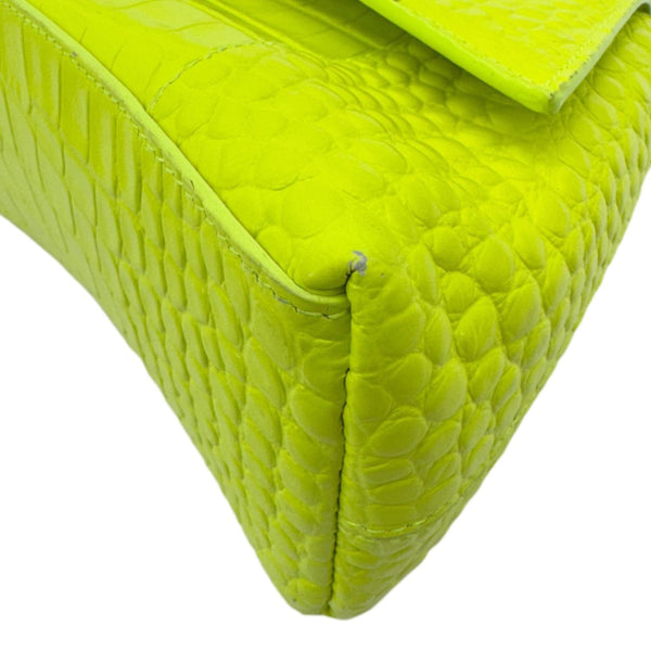 BALENCIAGA Downtown Small Calfskin Leather Chain Shoulder Bag Neon Yellow