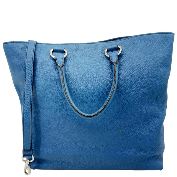 PRADA Vitello Daino Leather Shopping Tote Bag Blue