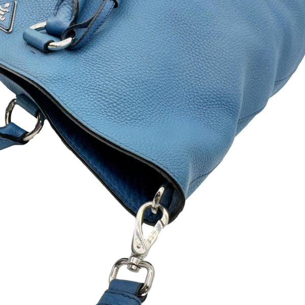 PRADA Vitello Daino Leather Shopping Tote Bag Blue