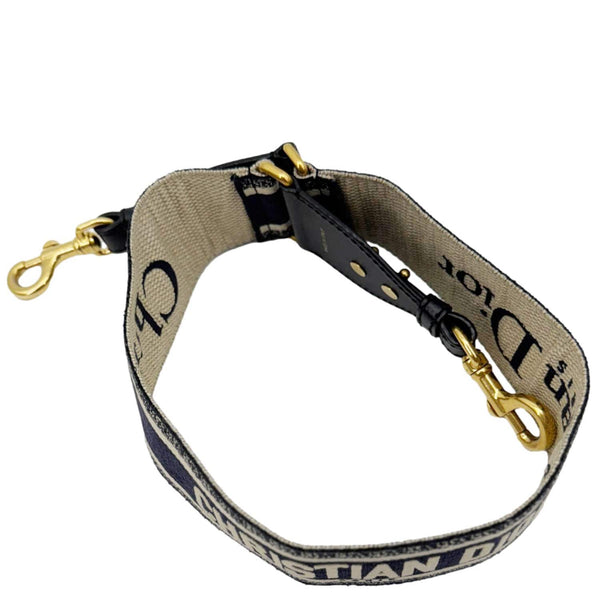 CHRISTIAN DIOR Embroidered Canvas Shoulder Strap Navy Blue