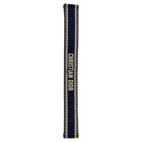 CHRISTIAN DIOR Embroidered Canvas Shoulder Strap Navy Blue