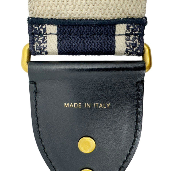 CHRISTIAN DIOR Embroidered Canvas Shoulder Strap Navy Blue