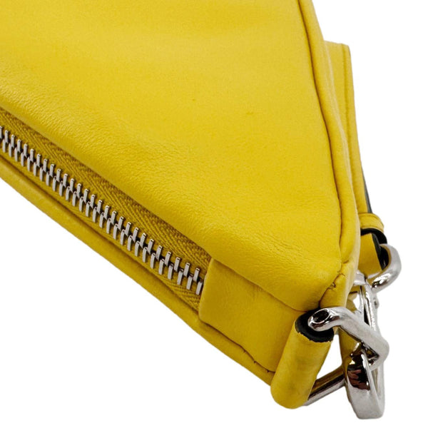 PRADA Triangle Leather Clutch Yellow