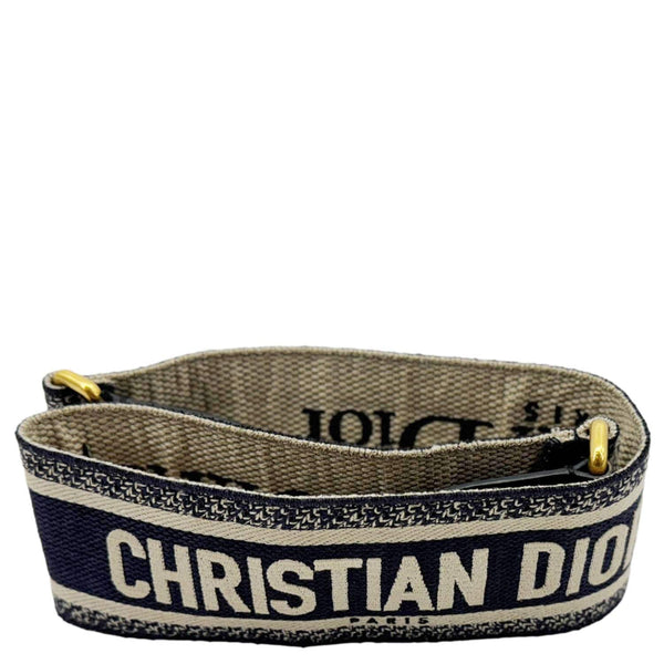 CHRISTIAN DIOR Embroidered Canvas Shoulder Strap Navy Blue