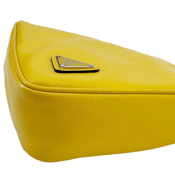 PRADA Triangle Leather Clutch Yellow