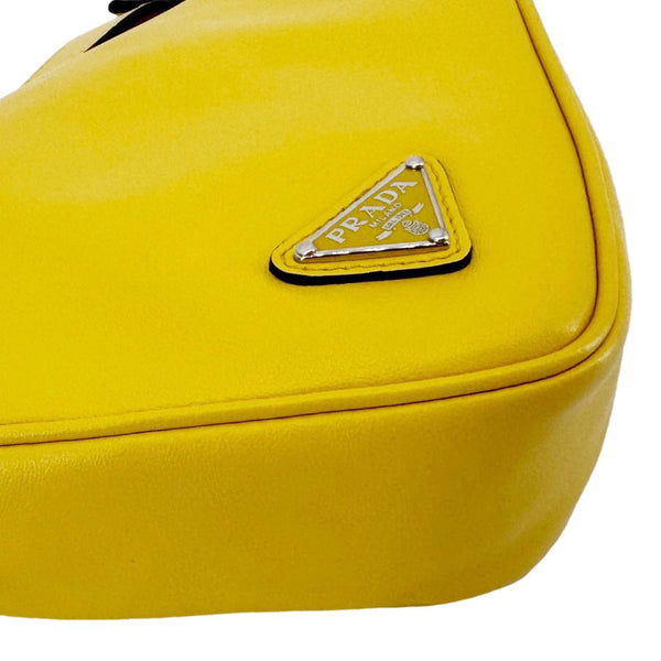 PRADA Triangle Leather Clutch Yellow