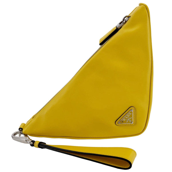 PRADA Triangle Leather Clutch Yellow