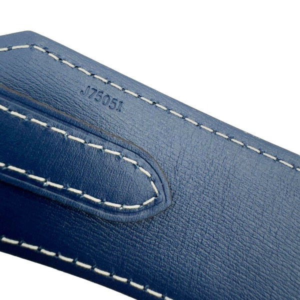 LOUIS VUITTON Jacquard Bandouliere Monogram Denim Shoulder Strap Navy Blue