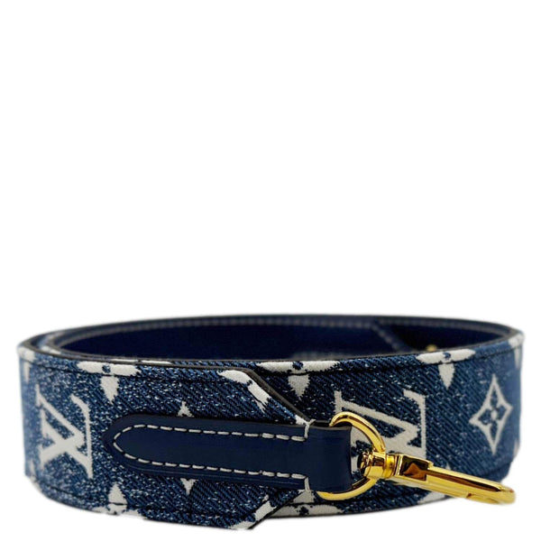 LOUIS VUITTON Jacquard Bandouliere Monogram Denim Shoulder Strap Navy Blue