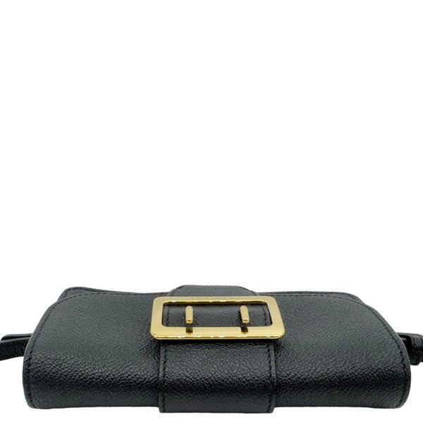 BURBERRY Buckle Small Grainy Calfskin Leather Chain Crossbody Bag Black
