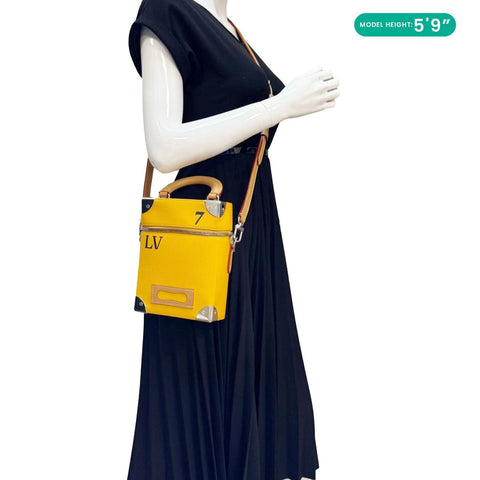 LOUIS VUITTON Vertical Box Trunk Leather Shoulder Bag Yellow