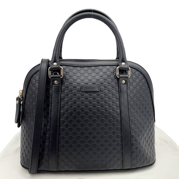 GUCCI Dome Medium Leather Crossbody Bag Black 449663