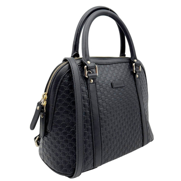 GUCCI Dome Medium Leather Crossbody Bag Black 449663