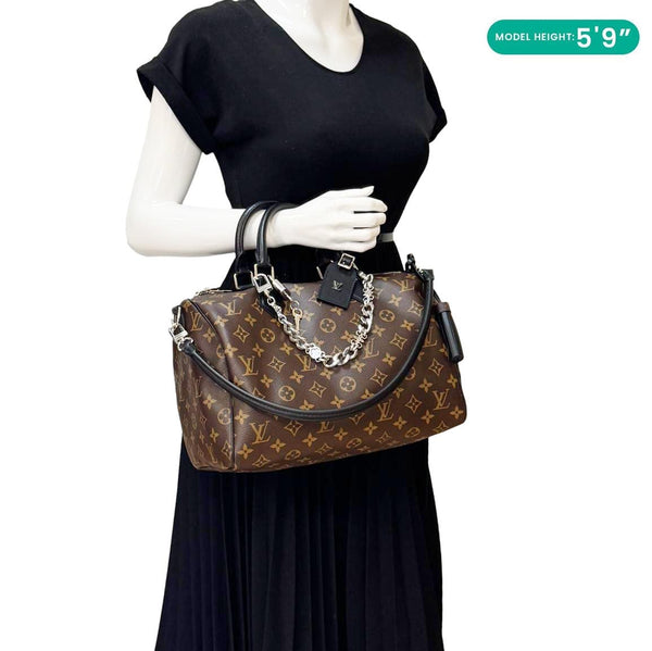 LOUIS VUITTON Speedy Soft 30 Dark Monogram Canvas Shoulder Bag Brown