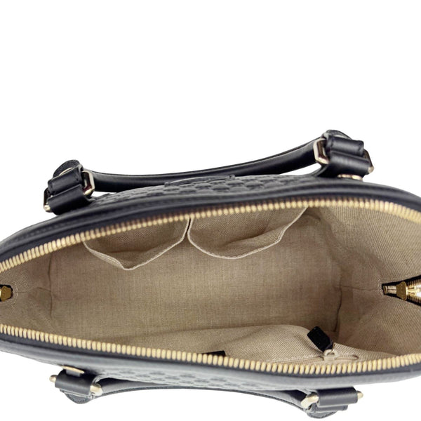 GUCCI Dome Medium Leather Crossbody Bag Black 449663