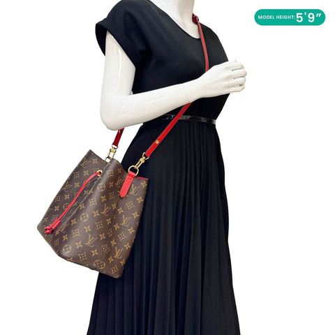 LOUIS VUITTON Neonoe MM Monogram Canvas Shoulder Bag Red